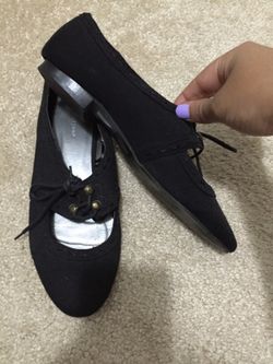 Retro peep-toe flats shoes