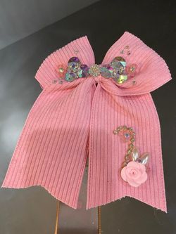 Girls Rhinestone Hair Bow Pink Moño Para Niñas