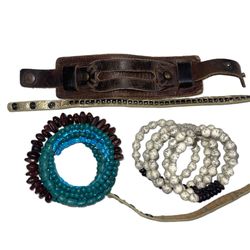 Wood & Genuine Leather Bracelet Set