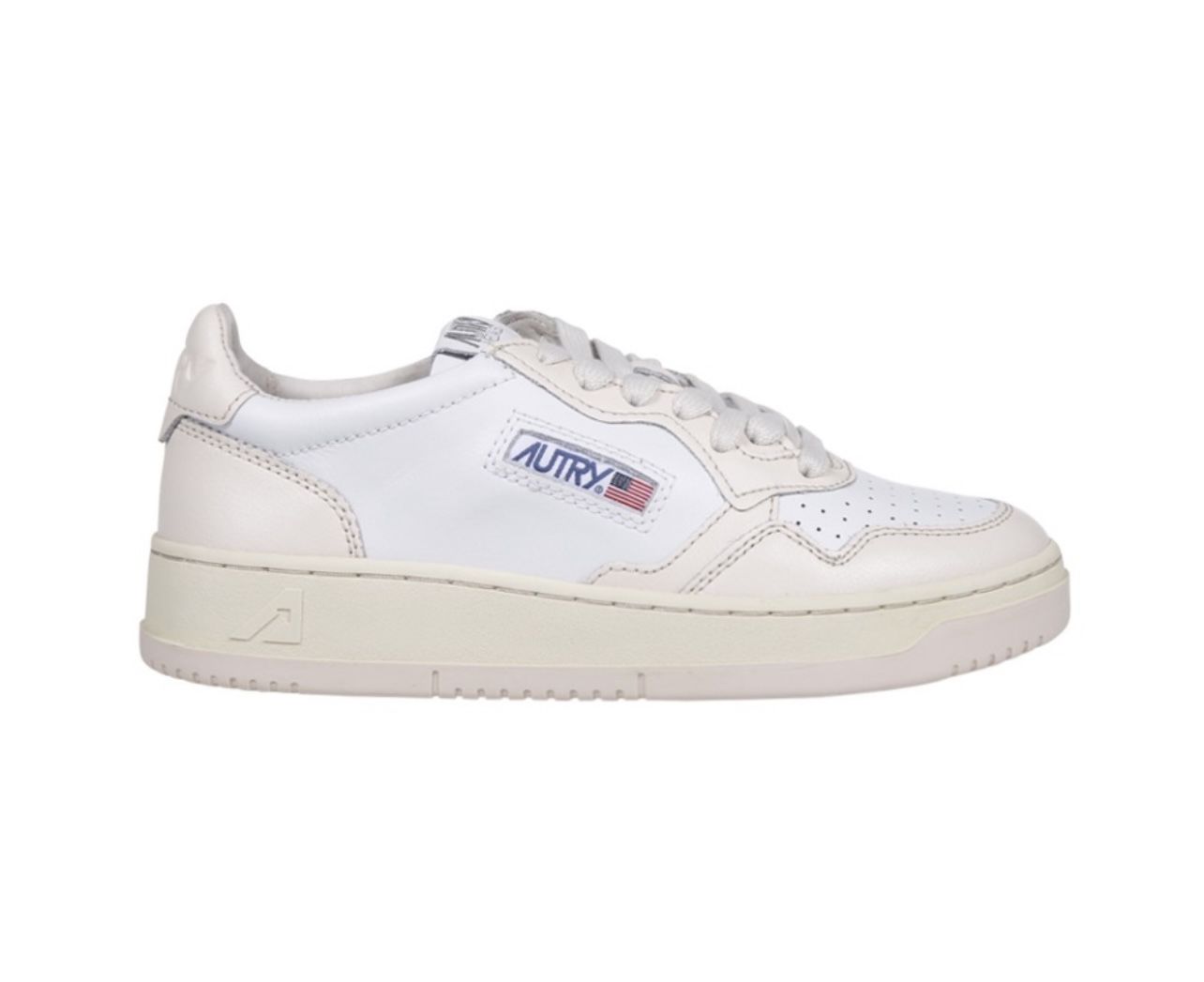 New Autry White Medalist Leather Low Sneaker In White/Powder Pink Sz. 6, EUR. 36