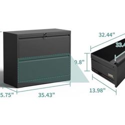 🥨2 Drawer Lateral File Cabinet with Lock, Metal Filing Cabinets for Home Office, Steel Storage Wide File Cabinet for Letter/Legal/F4/A4 Size