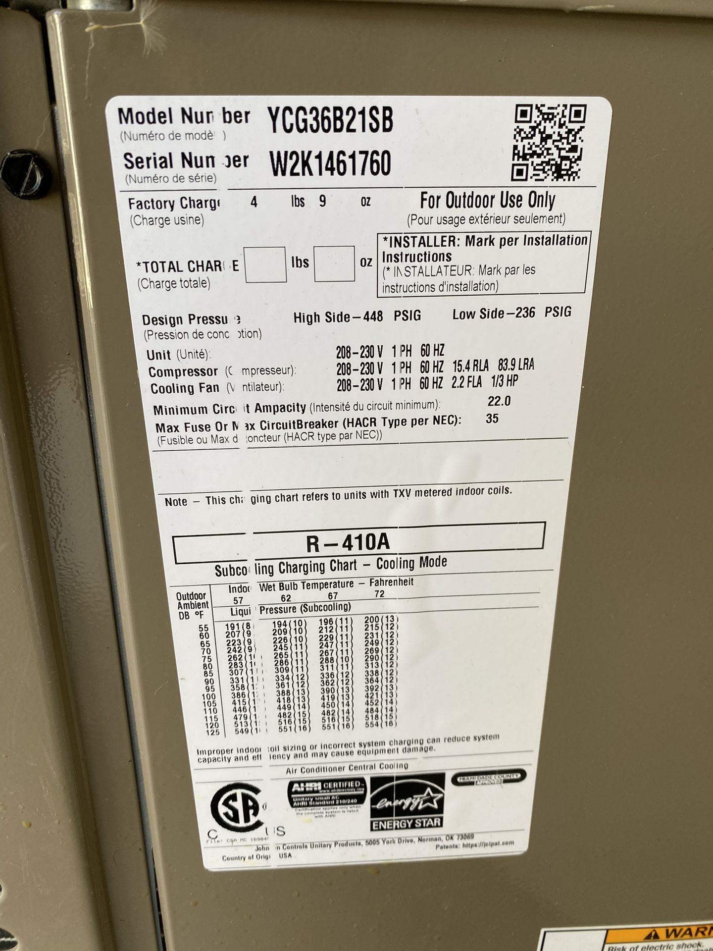 York Ac Unit 3 Ton