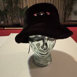 Black Furry Mushroom Club Bucket Hat Size L/XL