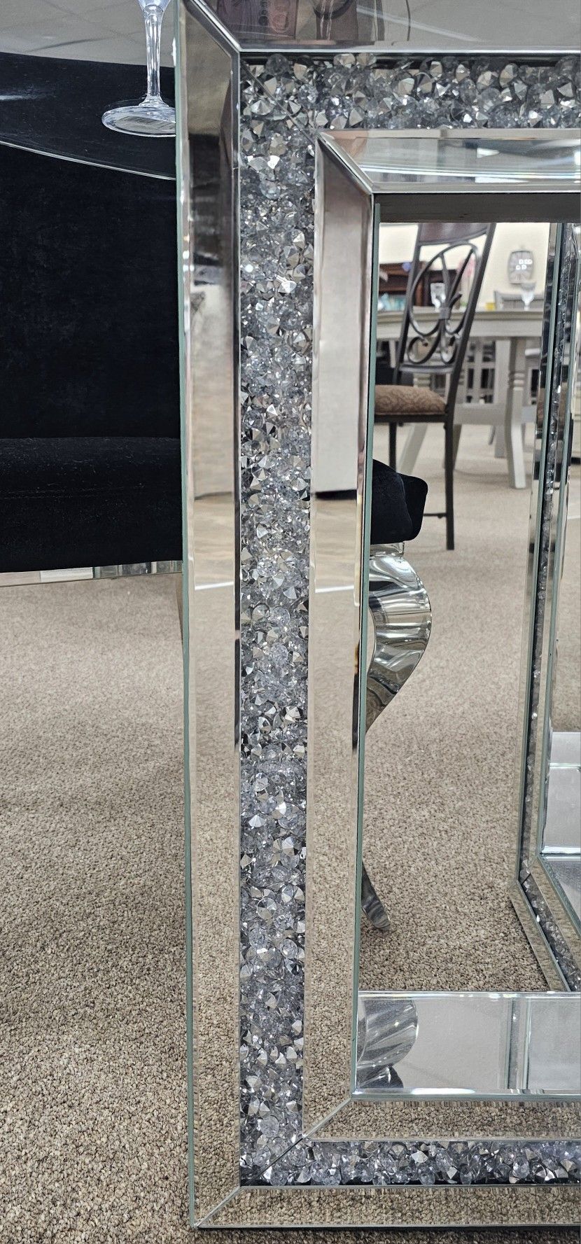 Clear Glass Table W Velvet Chairs