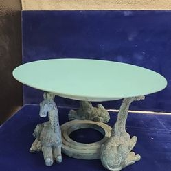 Camels Candle Holder Centerpiece Metal Resin Teal Blue