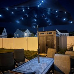 Tiled Patio Table and Chairs (with LED umbrella)
