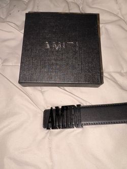 AMIRI Black Leather Belt w/ AMIRI Logo Buckle Size 35–37