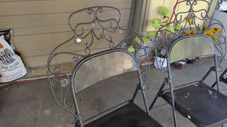 Three Decorative Metal Folding Chairs - Country Chic