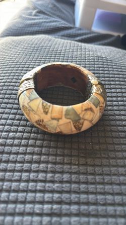 Vintage Wide Mosaic Inlay Bangle Bracelet