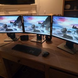 Three Dell 21.5 Inch Monitors (P2217H)
