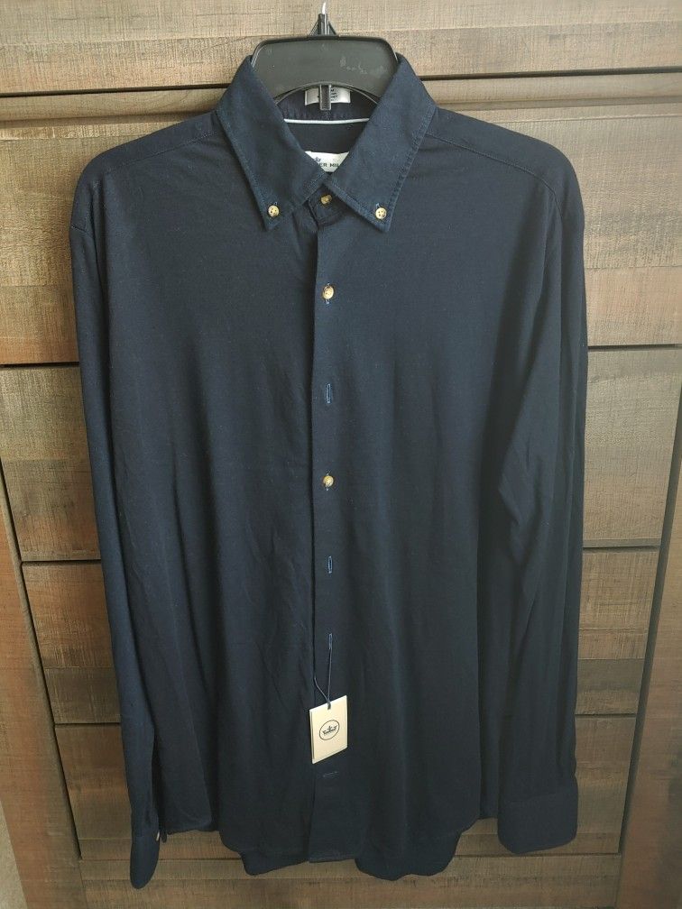 Peter Miller Crown Men's Oxford Formal Casual Dress Long Sleeved Shirt