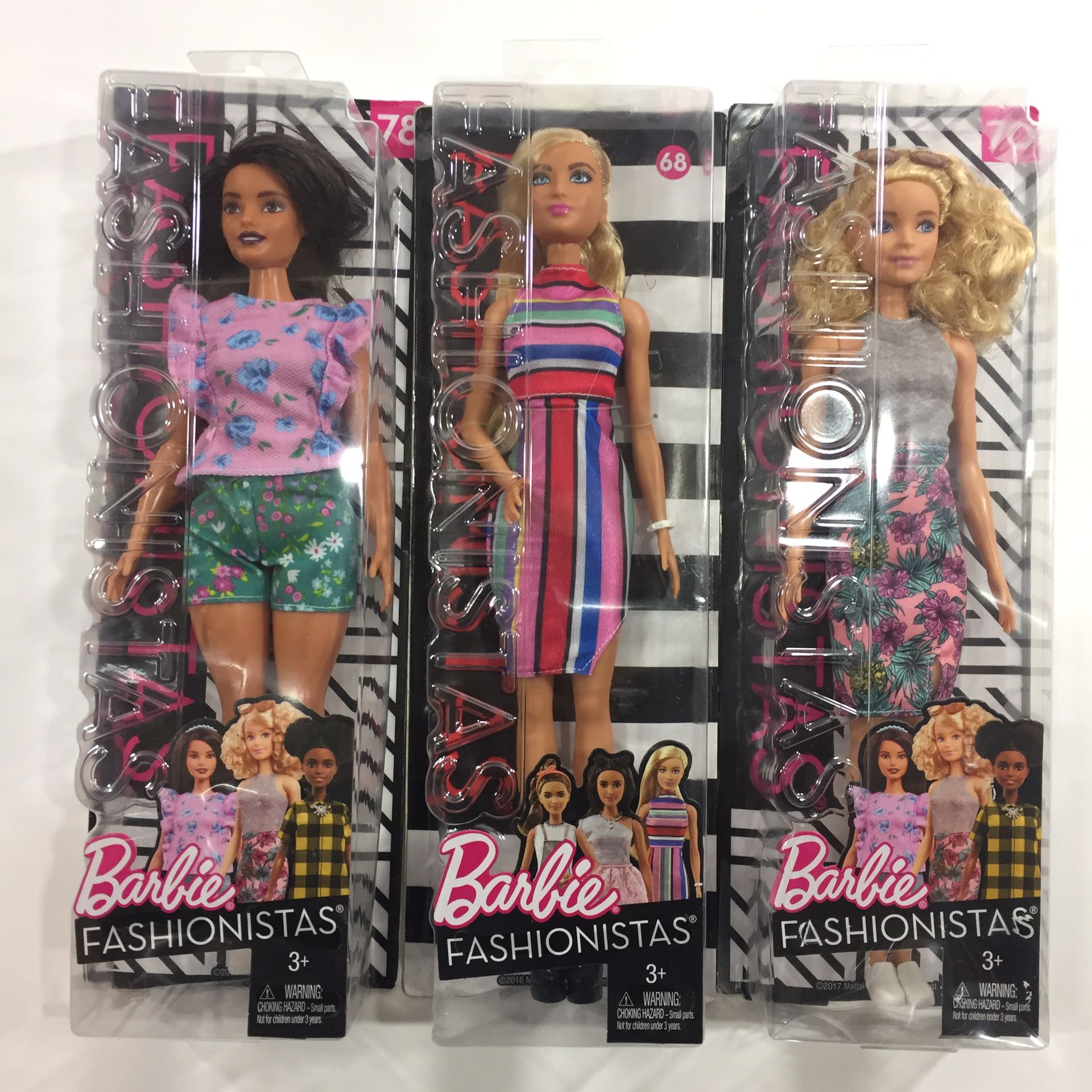 Barbie Fashionistas (3) Dolls Lot