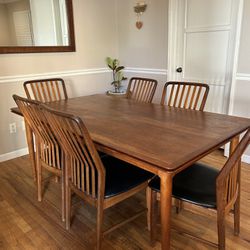 1960’s Danish Teak Table With Leaf And 6 Chairs