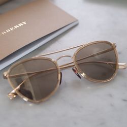 Burberry Women’s Gold Aviator Sunglasses 