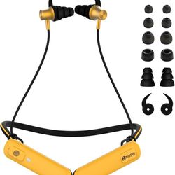 ☆ Hmusic H23Pro Neckband Bluetooth Headphones, IPX7 Waterproof, 30dB Tri-Flange Earplug Headphones, 80H Long Battery Life Earphones w/ENC Mic, Ear Pro