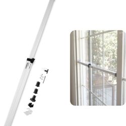 SECURITYMAN Safety Bar for Sliding Patio Door and Window, with Anti-Removal Lock, Child Proof, Adjustable from 19 to 51 Inches, Iron, White