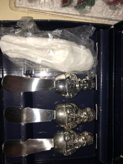 4 Snowman butter / spread knives stainless steel