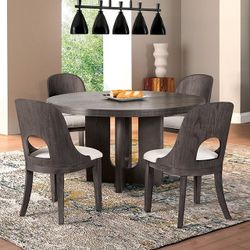 Brand New  Modern Ash Gray Style 5pc Dining Table Set 