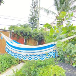 Tradit Handmamde Wedding Hammock Blue And Off White