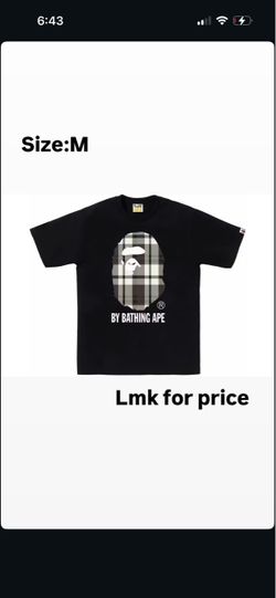 BAPE By Bathing Ape Black Plaid Tee Size M