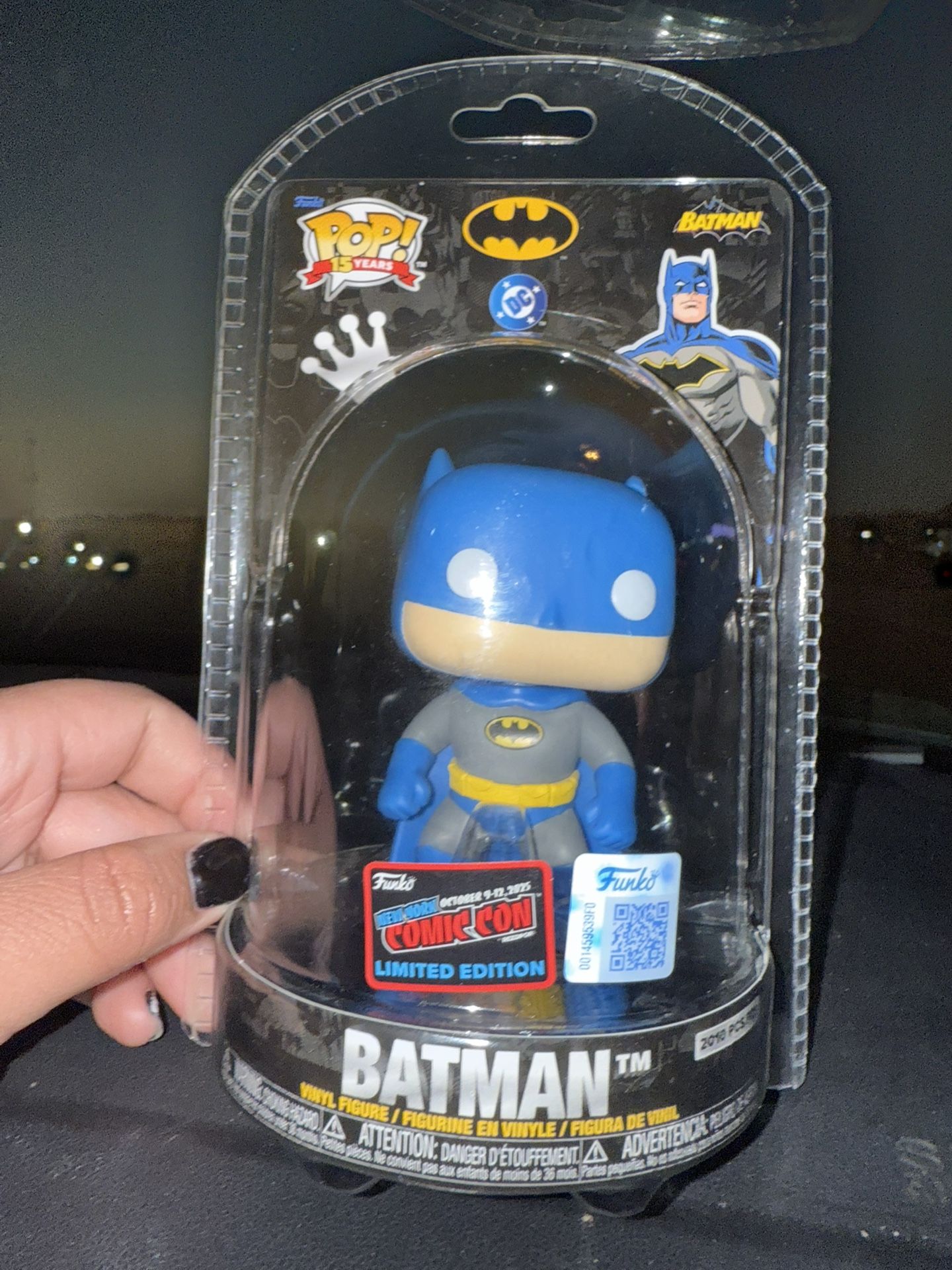 Batman NY Comic Con Limited Edition Sealed Pop Figure with 15 years of POP stand