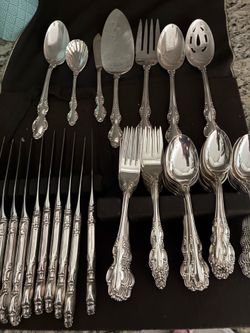 Silver plated silverware and 2 Wall sconces