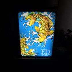 ed hardy gold koi fish neon sign