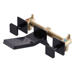 Double Handle Solid Brass Wall Mounted Bathroom Faucet