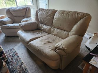 3-Piece White Leather Couch set