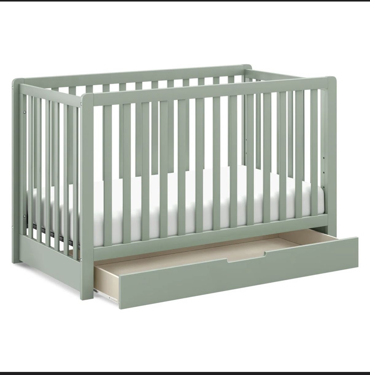 Carter's by DaVinci Colby 4-in-1 Convertible Crib with Trundle Drawer in Light Sage, Greenguard Gold Certified, Undercrib Storage 