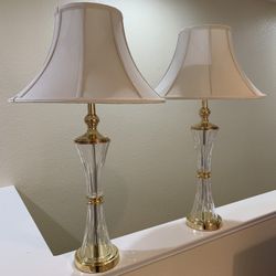 Traditional Glass Lamps With Gold Detail 