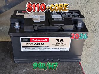 AGM Car Battery Group Size 94r/H7