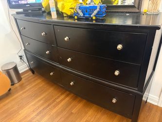 Black Wood Dresser with 7 Drawers