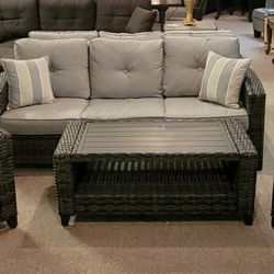 Outdoor Sofa + 2 Chairs + Ottoman (Patio)