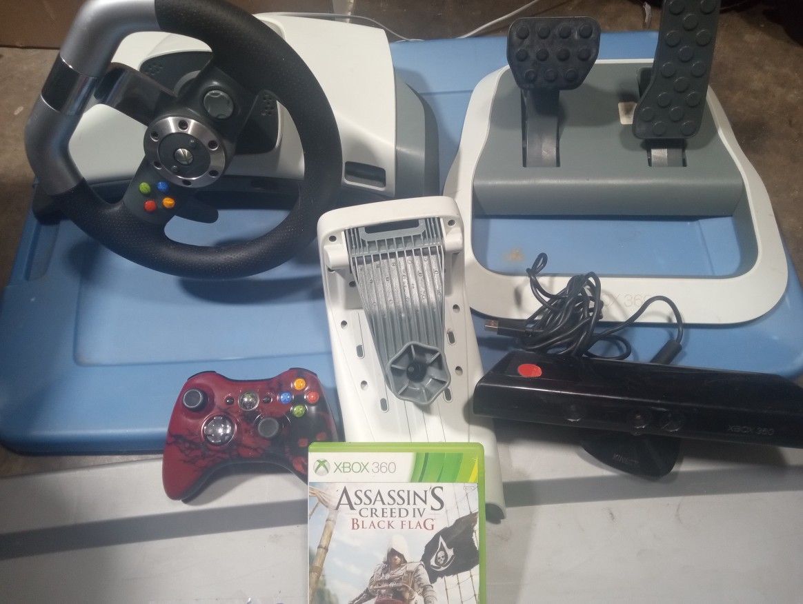 XBOX 360 LOT Steering Wheel, Pedal, Kinect & MORE