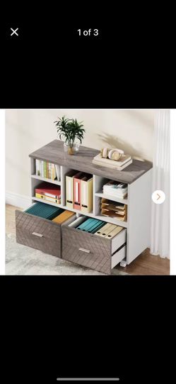 Cabinet with Open Storage Shelves and Casters