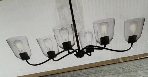 NEW Project Source Traywick 6 Light Chandelier New, Open Box Matte Black Finish 36" x 36" x 11"