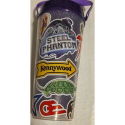 Kennywood Reusable 2023 Souvenir Cup With Straw Log Jammer Pippin Steel Whirley