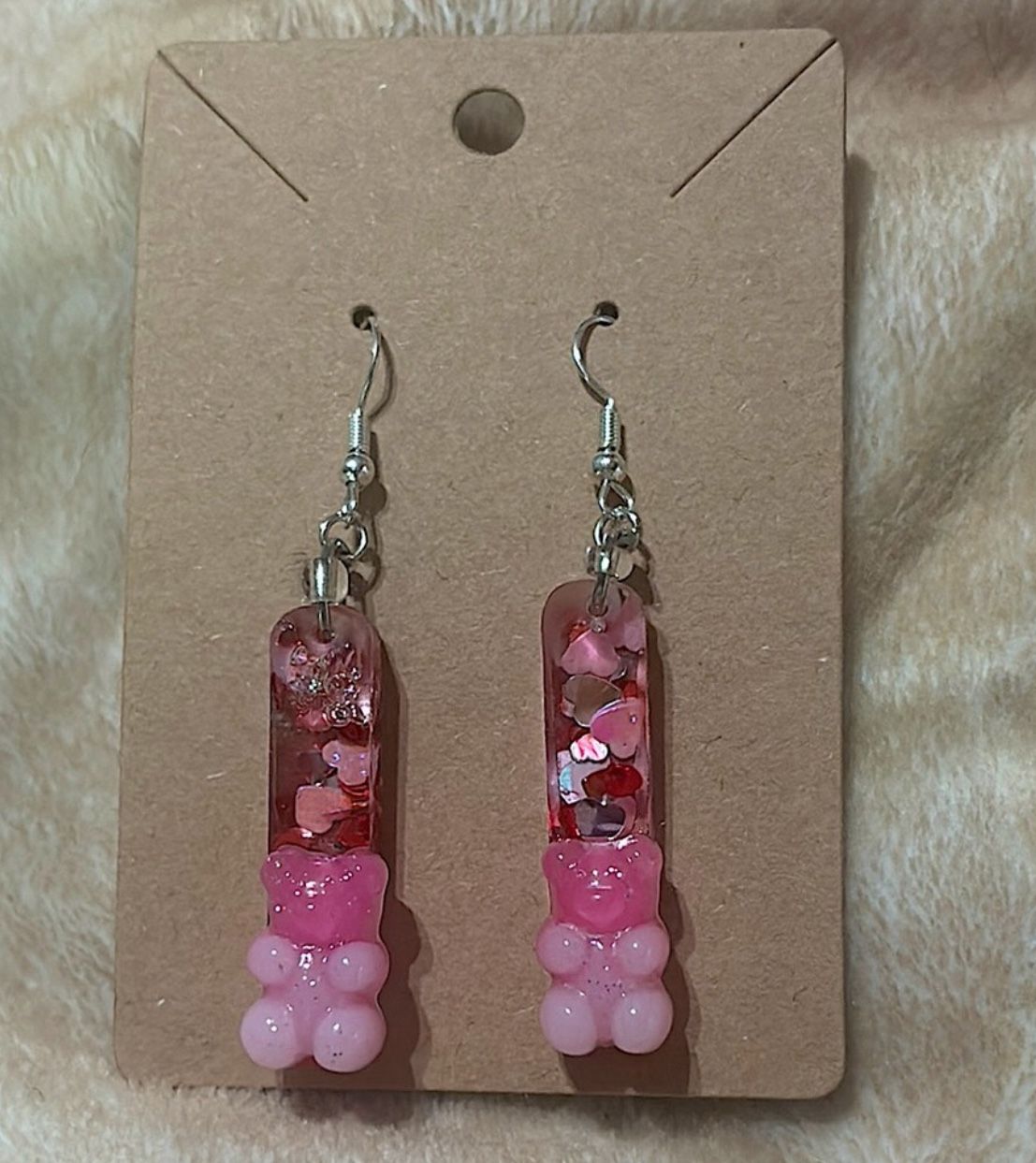 Pink Gummy Bear Dangle Earrings