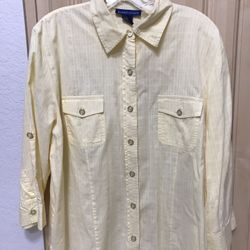 Womens yellow XL blouse top Adjustable Sleeve