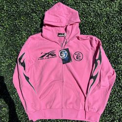 Hellstar Studios Pink Zip-Up Hoodie – Size Medium