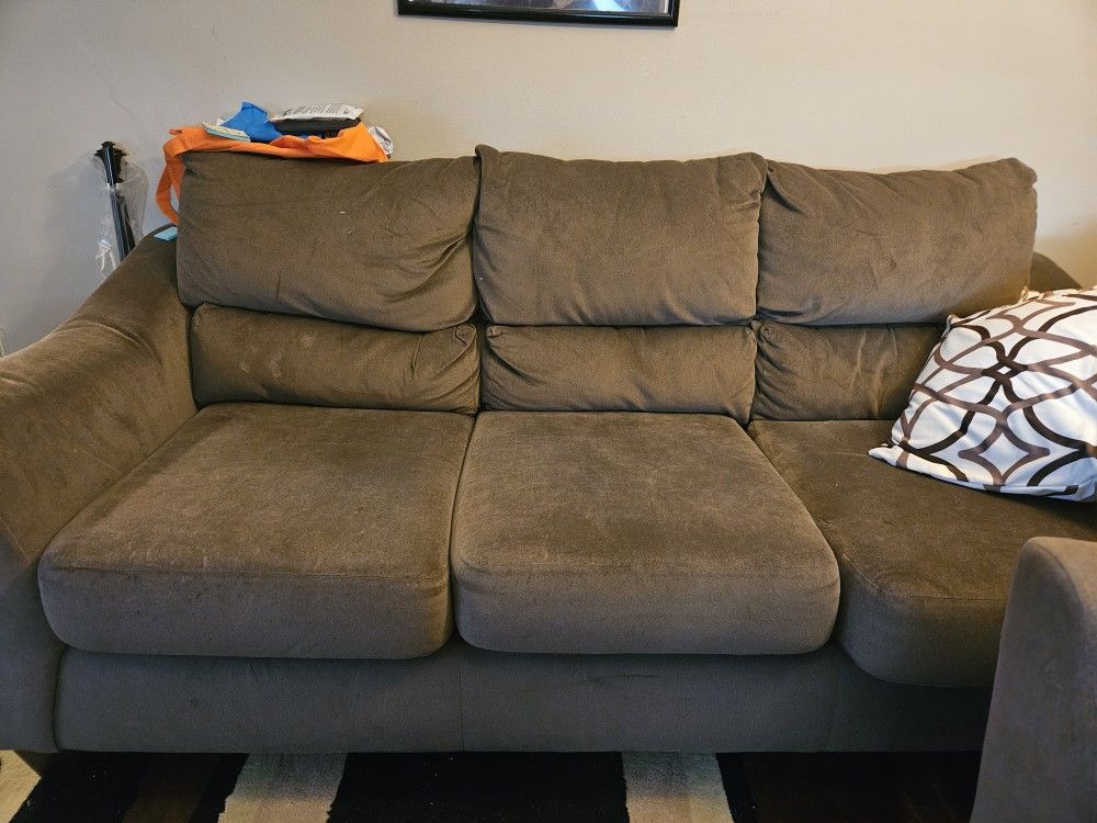 Brown Microfiber Sofa - Must Go Asap - Moving