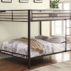 Brand New Black Metal Queen Over Queen Bunk Bed 