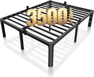 Heavy Duty Queen Size Metal Bed Frame with Steel Slats,18-Inch        