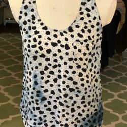 Banana Republic Women’s Small White Black Blue Sleeveless Blouse