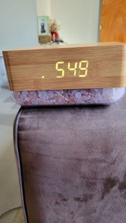 Bamboo LED Digital Alarm Clock with Salt Crystals