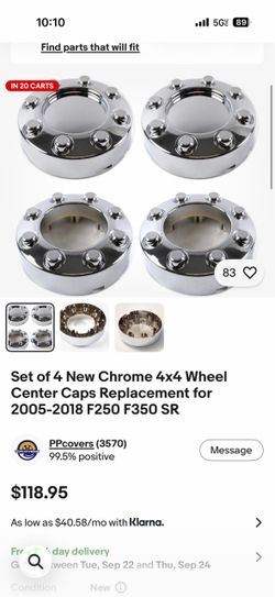 Set of 4 New Chrome 4x4 Wheel Center Caps Replacement for 2005-2018 F250 F350 SR