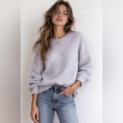 NWOT Acne Studios Gray lavender Knit Mohair Wool Women’s Sweater medium