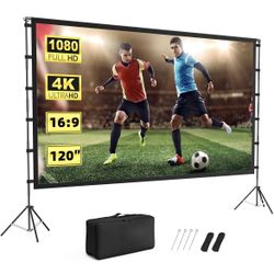Projector Screen with Stand Portable 120" Foldable ProjectorScreen, 10 Feet Indoor Movie-Screen with Carrying Bag