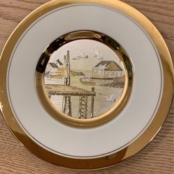 Vintage The Art Of Chokin 24kt Gold Edged Mini Plate Japan 6 1/2 inches A19